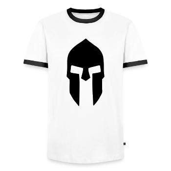spartan_helmet - Männer Kontrast-T-Shirt - Weiß/Schwarz - Vorne - AI Model Female 172 light (172cm) & AI Model Male 178 dark (178cm)