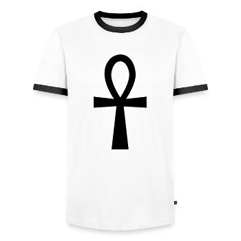 kreuz - Männer Kontrast-T-Shirt - Weiß/Schwarz - Vorne - AI Model Female 172 light (172cm) & AI Model Male 178 dark (178cm)
