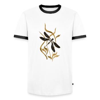 Libellule - T-shirt contrasté Homme - blanc/noir - Devant - AI Model Female 172 light (172cm) & AI Model Male 178 dark (178cm)