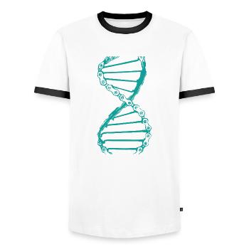 Sports Gift Bicycle Cyclist - Men's Ringer Shirt - white/black - Front - AI Model Female 172 light (172cm) & AI Model Male 178 dark (178cm)