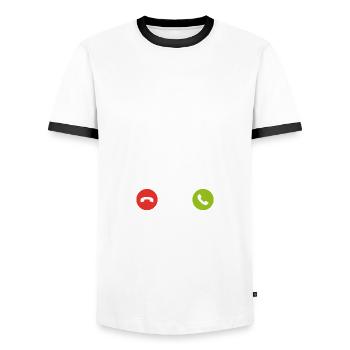 Sport de passe-temps d'entraîneur de handball disant cadeau - T-shirt contrasté Homme - blanc/noir - Devant - AI Model Female 172 light (172cm) & AI Model Male 178 dark (178cm)
