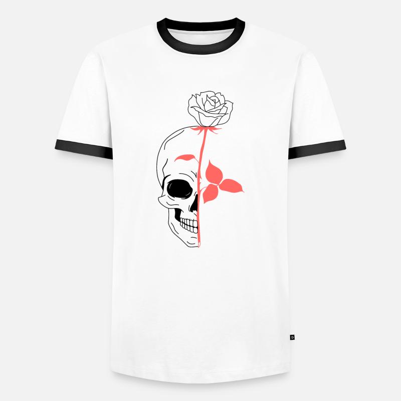 Pink skull skull - Men's Ringer Shirt - white/black