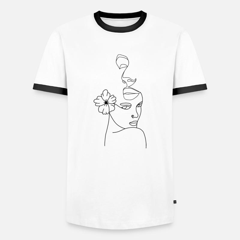 Face line abstract - Men's Ringer Shirt - white/black