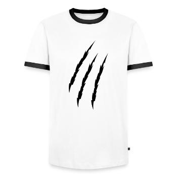 Claw - Men's Ringer Shirt - white/black - Front - AI Model Female 172 light (172cm) & AI Model Male 178 dark (178cm)