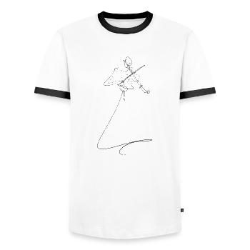 Violine, Musik, Musiker, Geiger - Männer Kontrast-T-Shirt - Weiß/Schwarz - Vorne - AI Model Female 172 light (172cm) & AI Model Male 178 dark (178cm)