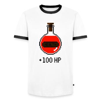8-Bit Retro Pixel Art Health Potion - Männer Kontrast-T-Shirt - Weiß/Schwarz - Vorne - AI Model Female 172 light (172cm) & AI Model Male 178 dark (178cm)