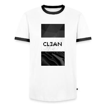 clean - Männer Kontrast-T-Shirt - Weiß/Schwarz - Vorne - AI Model Female 172 light (172cm) & AI Model Male 178 dark (178cm)