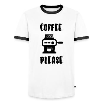 Kaffee bitte - Männer Kontrast-T-Shirt - Weiß/Schwarz - Vorne - AI Model Female 172 light (172cm) & AI Model Male 178 dark (178cm)