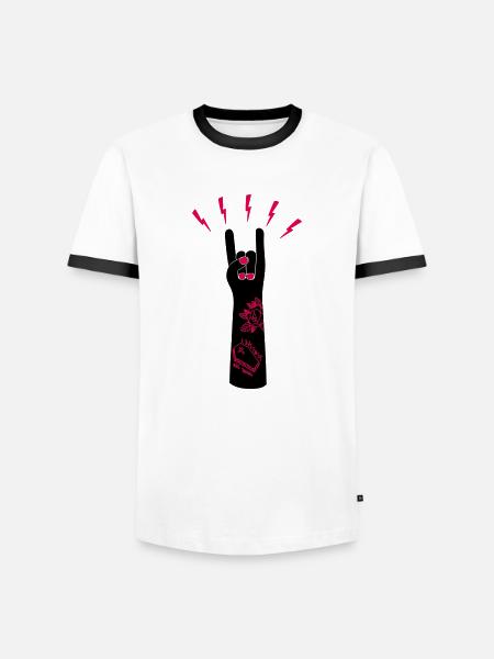 Rock ’n’ Roll - Männer Kontrast-T-Shirt - Weiß/Schwarz