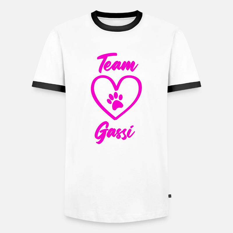 team gassi pfote liebe - Männer Kontrast-T-Shirt - Weiß/Schwarz