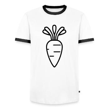 Carrot - Men's Ringer Shirt - white/black - Front - AI Model Female 172 light (172cm) & AI Model Male 178 dark (178cm)