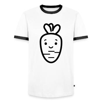 Carrot - Men's Ringer Shirt - white/black - Front - AI Model Female 172 light (172cm) & AI Model Male 178 dark (178cm)