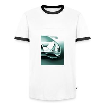Car Clothing Fashion - Men's Ringer Shirt - white/black - Front - AI Model Female 172 light (172cm) & AI Model Male 178 dark (178cm)