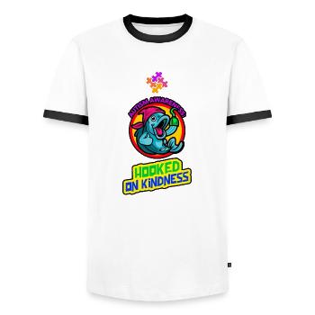 La sensibilisation à l’autisme s’appuie sur la gentillesse - T-shirt contrasté Homme - blanc/noir - Devant - AI Model Female 172 light (172cm) & AI Model Male 178 dark (178cm)