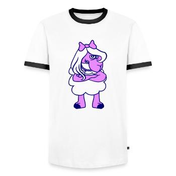 mouton offensé fille femme bras croisés - T-shirt contrasté Homme - blanc/noir - Devant - AI Model Female 172 light (172cm) & AI Model Male 178 dark (178cm)