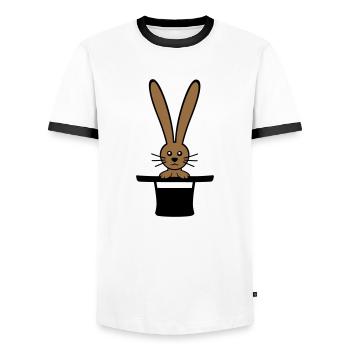 Hase Zylinder Hut Zauberer Kaninchen zaubern süß - Männer Kontrast-T-Shirt - Weiß/Schwarz - Vorne - AI Model Female 172 light (172cm) & AI Model Male 178 dark (178cm)