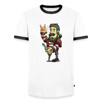 Hamburg - Men's Ringer Shirt - white/black - Front - AI Model Female 172 light (172cm) & AI Model Male 178 dark (178cm)