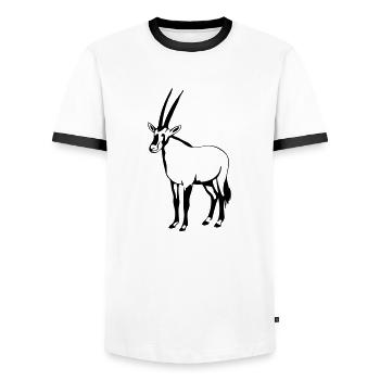 Oryx - Antilope - Männer Kontrast-T-Shirt - Weiß/Schwarz - Vorne - AI Model Female 172 light (172cm) & AI Model Male 178 dark (178cm)