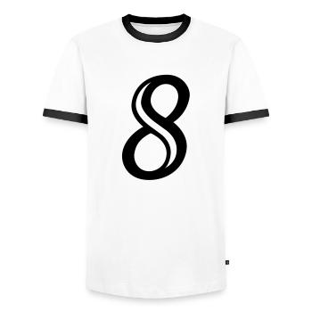 Decorated Number 8 Eight - Men's Ringer Shirt - white/black - Front - AI Model Female 172 light (172cm) & AI Model Male 178 dark (178cm)
