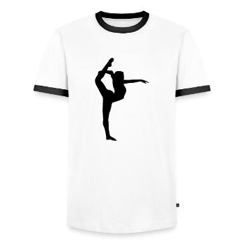 Yoga, Tänzerin, Turnerin - Männer Kontrast-T-Shirt - Weiß/Schwarz - Vorne - AI Model Female 172 light (172cm) & AI Model Male 178 dark (178cm)
