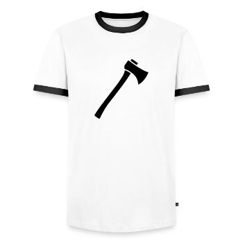 Axt - Männer Kontrast-T-Shirt - Weiß/Schwarz - Vorne - AI Model Female 172 light (172cm) & AI Model Male 178 dark (178cm)