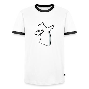 Dabbing Ghost - Männer Kontrast-T-Shirt - Weiß/Schwarz - Vorne - AI Model Female 172 light (172cm) & AI Model Male 178 dark (178cm)