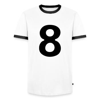 Comic Number 8 Eight - Men's Ringer Shirt - white/black - Front - AI Model Female 172 light (172cm) & AI Model Male 178 dark (178cm)