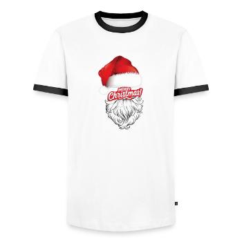 Festive Santa Cheer - Men's Ringer Shirt - white/black - Front - AI Model Female 172 light (172cm) & AI Model Male 178 dark (178cm)