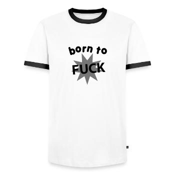 born_to_fuck - Männer Kontrast-T-Shirt - Weiß/Schwarz - Vorne - AI Model Female 172 light (172cm) & AI Model Male 178 dark (178cm)