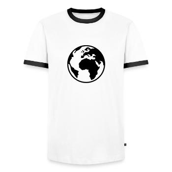 Terre - Monde - Globe - 1C - T-shirt contrasté Homme - blanc/noir - Devant - AI Model Female 172 light (172cm) & AI Model Male 178 dark (178cm)