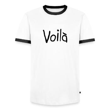 Quote - Men's Ringer Shirt - white/black - Front - AI Model Female 172 light (172cm) & AI Model Male 178 dark (178cm)