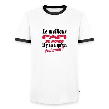 Le meilleur papi du monde c'est le mien !!! - T-shirt contrasté Homme - blanc/noir - Devant - AI Model Female 172 light (172cm) & AI Model Male 178 dark (178cm)