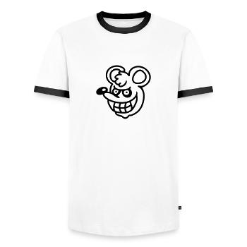 Vampire mouse - line - Men's Ringer Shirt - white/black - Front - AI Model Female 172 light (172cm) & AI Model Male 178 dark (178cm)