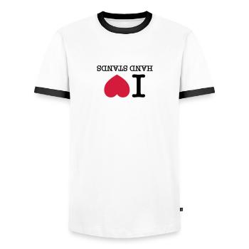 I Heart Handstand - Men's Ringer Shirt - white/black - Front - AI Model Female 172 light (172cm) & AI Model Male 178 dark (178cm)