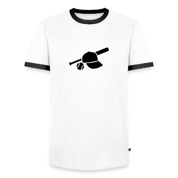 Baseball - Men's Ringer Shirt - white/black - Front - AI Model Female 172 light (172cm) & AI Model Male 178 dark (178cm)