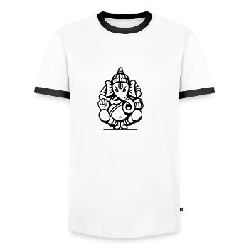 Ganesha Elephant No.04.2_1c - Men's Ringer Shirt - white/black - Front - AI Model Female 172 light (172cm) & AI Model Male 178 dark (178cm)