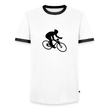 Fahrrad - Männer Kontrast-T-Shirt - Weiß/Schwarz - Vorne - AI Model Female 172 light (172cm) & AI Model Male 178 dark (178cm)