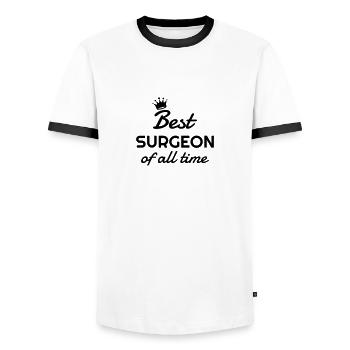 Doctor Arzt Surgeon Chirurg Surgery Chirurgie - Men's Ringer Shirt - white/black - Front - AI Model Female 172 light (172cm) & AI Model Male 178 dark (178cm)