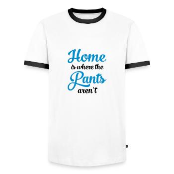 Home Is Where The Pants Aren't - Männer Kontrast-T-Shirt - Weiß/Schwarz - Vorne - AI Model Female 172 light (172cm) & AI Model Male 178 dark (178cm)