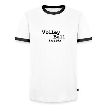 volleyball is life - Men's Ringer Shirt - white/black - Front - AI Model Female 172 light (172cm) & AI Model Male 178 dark (178cm)