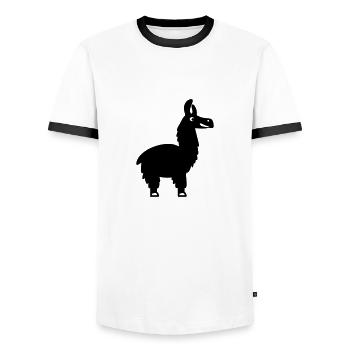Lama Silhouette Alpaka Tierliebe Geschenkidee - Männer Kontrast-T-Shirt - Weiß/Schwarz - Vorne - AI Model Female 172 light (172cm) & AI Model Male 178 dark (178cm)