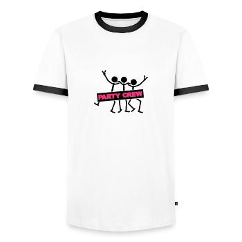 Party Crew Team - Men's Ringer Shirt - white/black - Front - AI Model Female 172 light (172cm) & AI Model Male 178 dark (178cm)