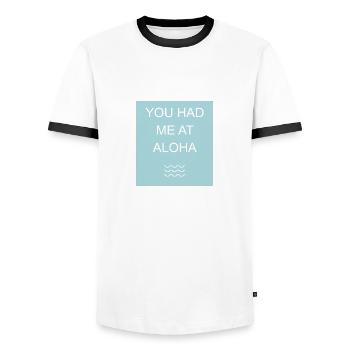 Aloha Citation Graphique - T-shirt contrasté Homme - blanc/noir - Devant - AI Model Female 172 light (172cm) & AI Model Male 178 dark (178cm)