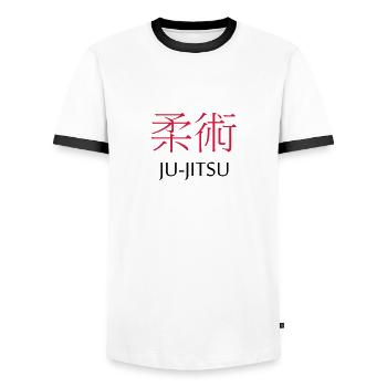 Jiu Jitsu - T-shirt contrasté Homme - blanc/noir - Devant - AI Model Female 172 light (172cm) & AI Model Male 178 dark (178cm)