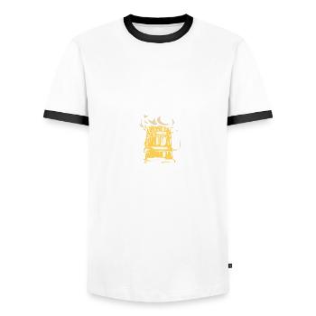 Hier braut sich was zusammen Biertrinker Bier JGA - Männer Kontrast-T-Shirt - Weiß/Schwarz - Vorne - AI Model Female 172 light (172cm) & AI Model Male 178 dark (178cm)