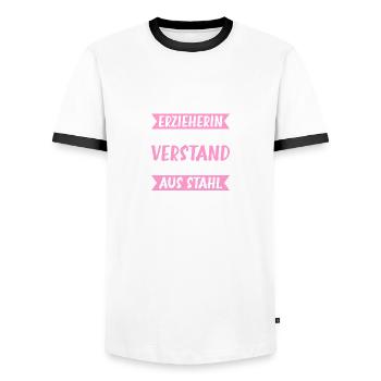 Erzieherin Nerven aus Stahl Kita - Männer Kontrast-T-Shirt - Weiß/Schwarz - Vorne - AI Model Female 172 light (172cm) & AI Model Male 178 dark (178cm)