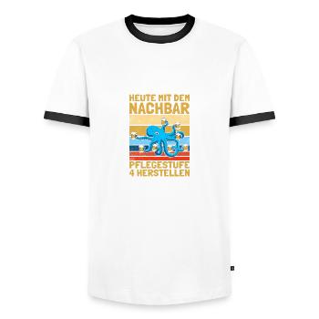 Nachbar Pflegestufe 4 Lieblingsnachbar - Männer Kontrast-T-Shirt - Weiß/Schwarz - Vorne - AI Model Female 172 light (172cm) & AI Model Male 178 dark (178cm)