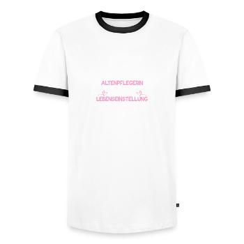 Pflegerin Pflegekraft Altenpflegerin ist kein Job - Männer Kontrast-T-Shirt - Weiß/Schwarz - Vorne - AI Model Female 172 light (172cm) & AI Model Male 178 dark (178cm)