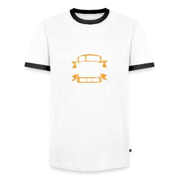 Was sie will 50. Hochzeitstag Goldene Hochzeit - Männer Kontrast-T-Shirt - Weiß/Schwarz - Vorne - AI Model Female 172 light (172cm) & AI Model Male 178 dark (178cm)