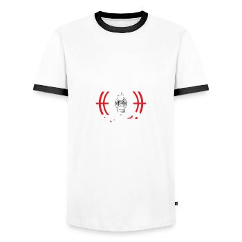 Coole Papas Sportschießen Sportschütze - Männer Kontrast-T-Shirt - Weiß/Schwarz - Vorne - AI Model Female 172 light (172cm) & AI Model Male 178 dark (178cm)